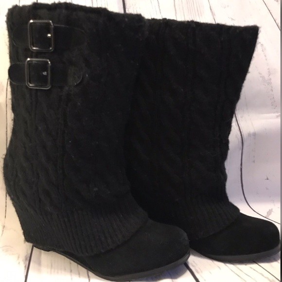 Steve Madden Shoes - Steve Madden Wedge Boots, Size 6 1/2, Black